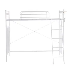 「新入荷」全新品 【ホワイト】システムベット ３Yロフトベッド　シングル 収納付き 北欧風 スチール 耐震 コンセント付き メッシュパネル付き 高さ３段階 1年保証付きのサムネイル