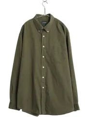 【お得なクーポン配布中!】 90s ジェイクルー 長袖 ボタンダウン シャツ メンズ XL オールド 長袖シャツ コットン ヘビーウェイト 無地 ポケット付き ゆったり カーキ