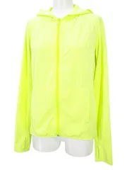 ユニクロ UNIQLO エアリズム UVカット 長袖 メッシュパーカ M 黄系 レモンイエロー 無地 ジップアップ サムホール ストレッチ