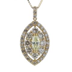 K18YG ネックレス ダイヤモンド 1.00ct イエローダイヤ マーキス 取り巻き ベネチアンチェーン 45cm【新品仕上済】【zz】【中古】