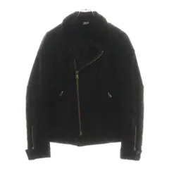 Armani Exchange (アルマーニ エクスチェンジ) フェイクムートン ジップアップ ライダースジャケット ブラックのサムネイル