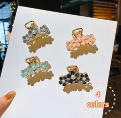 ピンク ヘアクリップ フラワー連 バンスクリップ 花柄 髪飾り ヘアアレンジ