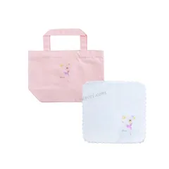 【新着商品】【刺繍の2点セット】刺繍ミニトートと刺繍ハンカチセット バレエ ヒロインシリーズ サヨリオリジナル刺繍 発表会などのプレゼントに最適 日本製 今治産タオル ハンカチ (ピンク, 37.フロリナ王女)