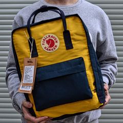 FJALLRAVEN フェールラーベン リュックサック レザーつき　KANKEN リュック バックパック デイパック 7L/ 16L /20L ネイビー・ウォームイエローFK016