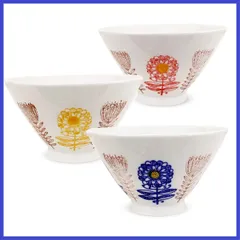 J-kitchens 勲山窯 茶碗 3個セット直径 11cm 高さ 6.5cm 北欧の花 波佐見焼 日本製