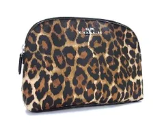 ■美品■ COACH コーチ PVC レオパード ポーチ マルチケース 小物入れ レディース ブラウン系 DK7128