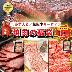 【送料無料】【高級 焼肉福袋】松阪牛サーロイン入り 厳選特上黒毛和牛カルビ入り 和牛合計３種 焼肉セット《3～4人前/約1.2kg》BBQ 焼肉 冷凍 黒毛和牛  焼肉セット 和牛 商品番号：yakiniku-b