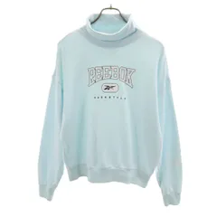 Reebok リーボック 長袖 タートルネック スウェット L ブルー系 トレーナー レディース 古着