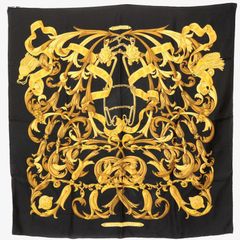 エルメス LE Mors A LA CONETABLE 轡の気品 カレ 90 スカーフ 大判 シルク 黒 ブラック black 金 ゴールド gold HERMES
