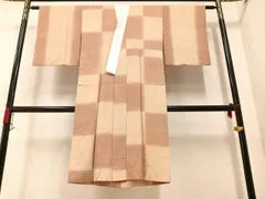 平和屋着物●長襦袢　無双仕立て　変わり市松文　正絹　逸品　AAAY8620ph