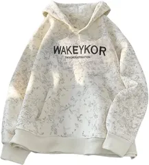 J.STORE ロゴ スウェット パーカー タイダイ柄 長袖 ビッグシルエット ミリタリー ルームウェア メンズ(ホワイト,  L)