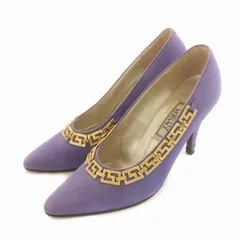 ジャンニヴェルサーチ ヴェルサーチェ GIANNI VERSACE パンプス ピンヒール ハイヒール ポインテッドトゥ スエード ゴールド金具 35.5 22㎝ 紫 パープル ゴールドカラー /IR ■GY18のサムネイル