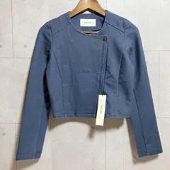 タグ付き 未使用 ROYAL PARTY ロイヤルパーティー デニム ライダース ジャケット アウター ダブル ノーカラー FREE ネイビー ブルー レディース SG323-28
