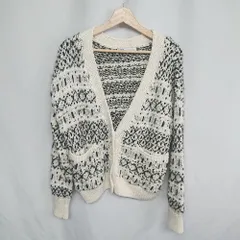 ◇ ⊇ ZARA ザラ コットン系 長袖 カーディガン サイズM ベージュ　ブラック レディース E  【1409100036862】