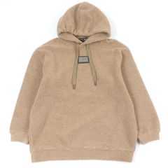 極美品□DOLCE&GABBANA ドルチェ＆ガッバーナ F9N83T ロゴプレート パイル地 フリース プルオーバーパーカー フーディー ベージュ XS イタリア製 正規品 メンズ