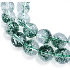 【天然石】グリーンファントムクォーツ ビーズ ブレスレット用 一連 12mm【約31粒入り】パワーストーン 手芸 ハンドメイド NS-064