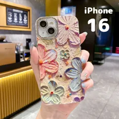 iPhone16 ケース 油絵風　花柄  アートプリント 花 フラワー