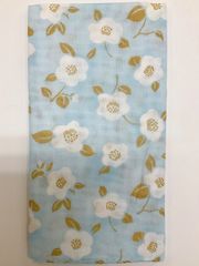 ダブルガーゼ手ぬぐい 和晒し手ぬぐい おまとめ買いがお得 【花つばき ブルー】汗取り 薄い ご旅行にも 出産祝い 沐浴 新品未使用品 日本製