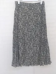 ◇ apart by lowrys 総柄 ウエストゴム ロング ギャザー スカート サイズF ブラック ライトベージュ系 レディース P  【1302170002228】