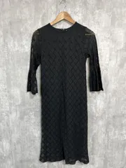 美品 nano universe ナノユニバース 総レース フレア スリーブ ワンピース sizeS/黒 ■◆◎レディース