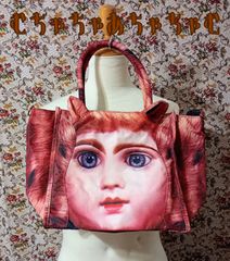 むちゃちゃあちゃちゃむ 人形と猫の顔トートバッグ [中古品]