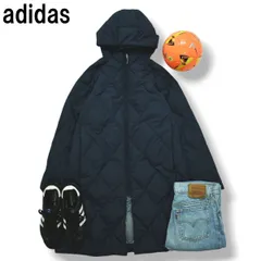 アディダス adidas ベンチ コート キルティング ダウン ウィンドブレーカー ジャンパー パーカー ジップアップ S ネイビー スポーツ カジュアル タウンユース メンズ