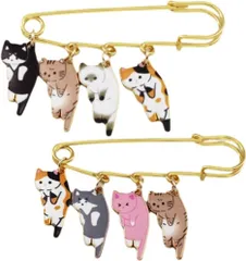 ブローチ キルトピン ブローチピン ストールピン ネコ安全ピン おしゃれ かわいい 猫 ピン ぶら下げ ストール留め 服 コート ブラウス レディース 誕生日 記念日 select ギフト プレゼント