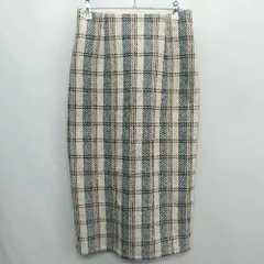 ◇ ⊇ MAJESTIC LEGON チェック柄 膝下丈 タイト スカート サイズF ベージュ ブラック ブラウン レディース E  【1408220040995】