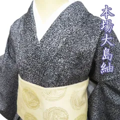 本場大島紬　しつけ付き　新品未使用品 本場大島紬 着物 未使用 正絹 白大島 大島紬 12マルキ 入来玄