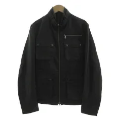メンズメルローズ MEN'S MELROSE ジャケット M-65 ライダースジャケット スタンドカラー ベルト ダブルジップ リネン混 ブラック 黒 3のサムネイル