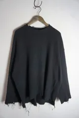 美品 正規 VICTIM ヴィクティム LOOSE RIB KNIT ルーズ リブニット ダメージ サーマル VTM-21-N-109 日本製 黒 ブラック XL 本物 905p★2