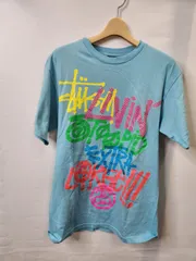 STUSSY グラフィックTシャツ M 水色 USA製パーツ