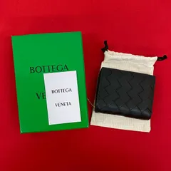 極 美品 箱 袋付 BOTTEGA VENETA ボッテガヴェネタ イントレチャート レザー ラウンドジップ 二つ折り 財布 ウォレット ブラック 36792