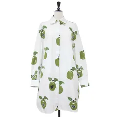 Max Mara マックスマーラ ワンピース ホワイト グリーン ブラック サイズ:40(M) / リンゴ柄 コットン シャツ ワンピース / ミニ丈 長袖 レギュラーカラー / トップス ドレス【レディース】のサムネイル