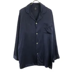 ランバンコレクション シルク 長袖 ルームウェア M ネイビー LANVIN LA COLLECTION パジャマ メンズ