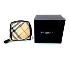 バーバリー  BURBERRY LONDON  Wジップ コインケース  ミニ ウォレット ノバチェック  小銭入れ 2個口 内側仕切りあり　【中古】KB-9990