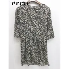 ◇ Simplicite シンプリシテェ 総柄 七分袖 ミニ ワンピース ベージュ ブラック レディース  【1108270004946】