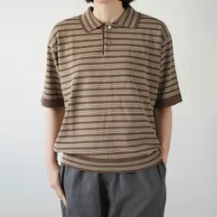 MANUAL ALPHABET (マニュアルアルファベット) | COMPACT TWIST BORDER KNIT POLO (walnut) | トップス シャツ
