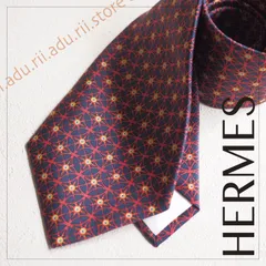美品★ エルメス HERMES ネクタイ シルク 幾何学模様 赤 レッド / ブランド メンズ レディース