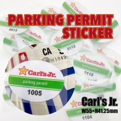 新品 🇺🇸 PARKING PERMIT STICKER【 Carl’s Jr. / カールスジュニア 】パーキングパーミット ステッカー バーガー 駐車許可証 アメリカン雑貨 アメ車 ハイエース カスタム 車内ステッカー