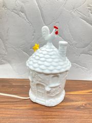 【新品・劣化あり】メルヘンスタンド　ライト　照明　灯り　間接照明　磁器　にわとり　星　家　ハウス　メルヘン　かわいい