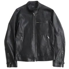 極美品△正規品 PS Paul Smith ポールスミス ラムレザー スタンドカラー ZIP UP シングル ライダースジャケット/ブルゾン ブラック S 羊革のサムネイル