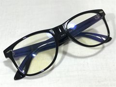 訳あり キズあり　伊達メガネ 度無し ウェリントン フルリム セル ブラック K070