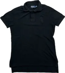 POLO RALPH LAUREN ☆ ビッグポニー 同色ロゴ◎ ポロシャツ 半袖 ブラック M 春夏 アメカジ ストリート 古着 ポロラルフローレン■BL118
