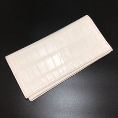 クロコダイル 長財布 本革 ホワイト レディース 小銭入れ付き