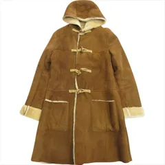 美品 ジャーナルスタンダード JOURNAL STANDARD ムートン ダッフル コート フード ジャケット ブルゾン パーカー 毛皮 レザー 羊革 茶 ブラウン レディース