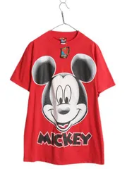 【お得なクーポン配布中!】 デッドストック 90s USA製 ミッキー プリント Tシャツ メンズ レディース L / オールド キャラクター イラスト ディズニー オフィシャル 赤
