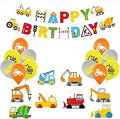 Happy Birthday 誕生日 風船 飾り付け 工事のテーマ 車バールン ガーランド ケーキトッパー ハニカムボール 装飾用品 面白い バースデー 子供 お祝い パーティー 飾り