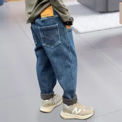 ☆ ブルー ☆ 100cm ☆ デニムパンツ キッズ lydp11153 デニムパンツ キッズ ゆったり ロングパンツ パンツ ズボン 長ズボン ウエストゴム 子ども服 こども服 子供服 子ども 子供 こども 男の子 女の子 男子 女子