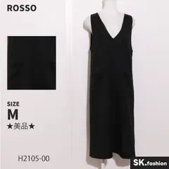 ★美品★ ROSSO ロッソ ワンピース　ミディ丈　ノースリーブ　裏地付き　前ポケット　後ろジップ　シンプル 　ブラック　 【H2105-00】 送料無料　古着　レディースのサムネイル